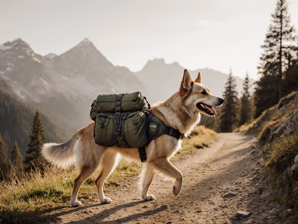 dog_wearing_hiking_pack_on_mountain_trail_with_balanced_saddlebags